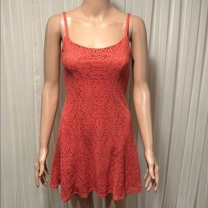 Garage Fiery Orange Lace Mini Dress